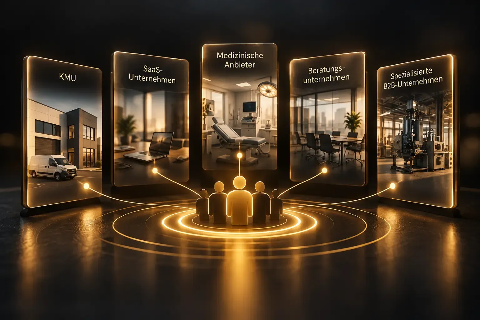 Darstellung relevanter Zielgruppen für digitale Sichtbarkeit: KMU, SaaS, Beratung, Medizin und spezialisierte B2B-Unternehmen
